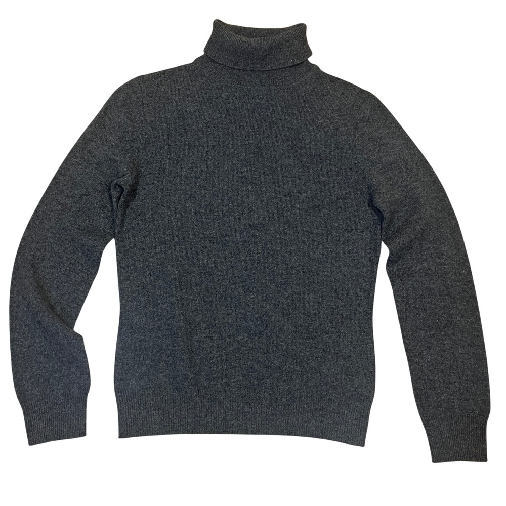 Apt 9 100% Cashmere Turtleneck Sweater M Womens Gray Heather Quiet Luxury
